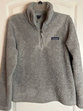 Patagonia Light Gray Sherpa Quarter-Zip Pullover